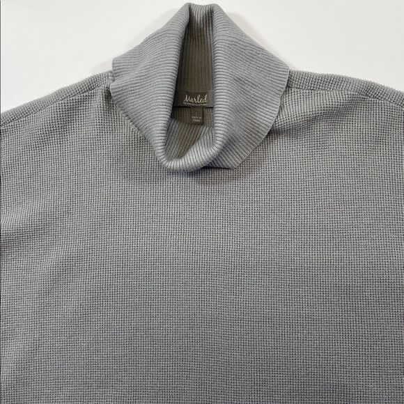 Marled Gray Turtleneck Sweater Women’s Layered Hem Long Sleeve Sz L - Picture 2 of 5